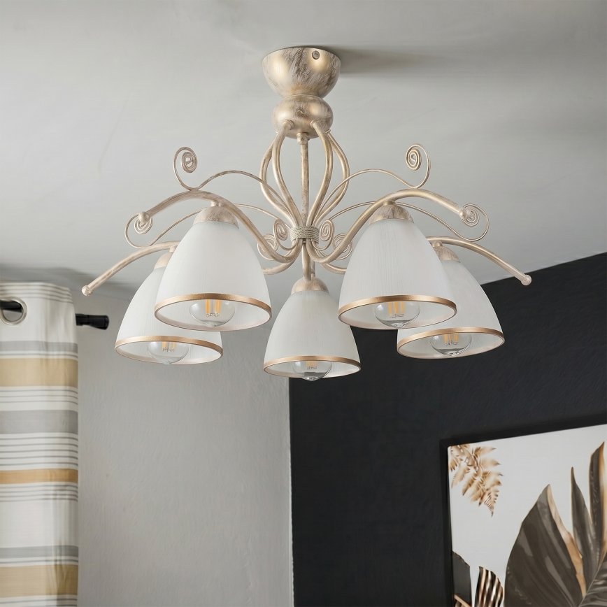 Brilagi - LED pinnapealne lühter ANTICO 5xE27/60W/230V 3000K valge patina