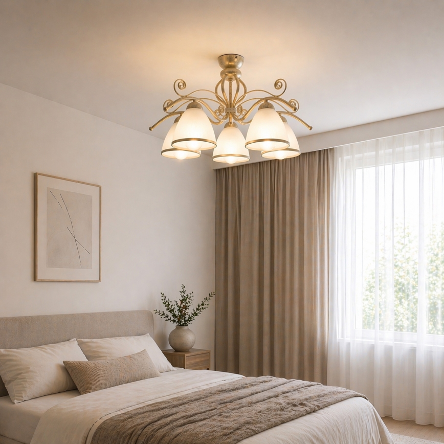 Brilagi - LED pinnapealne lühter ANTICO 5xE27/60W/230V 3000K valge patina