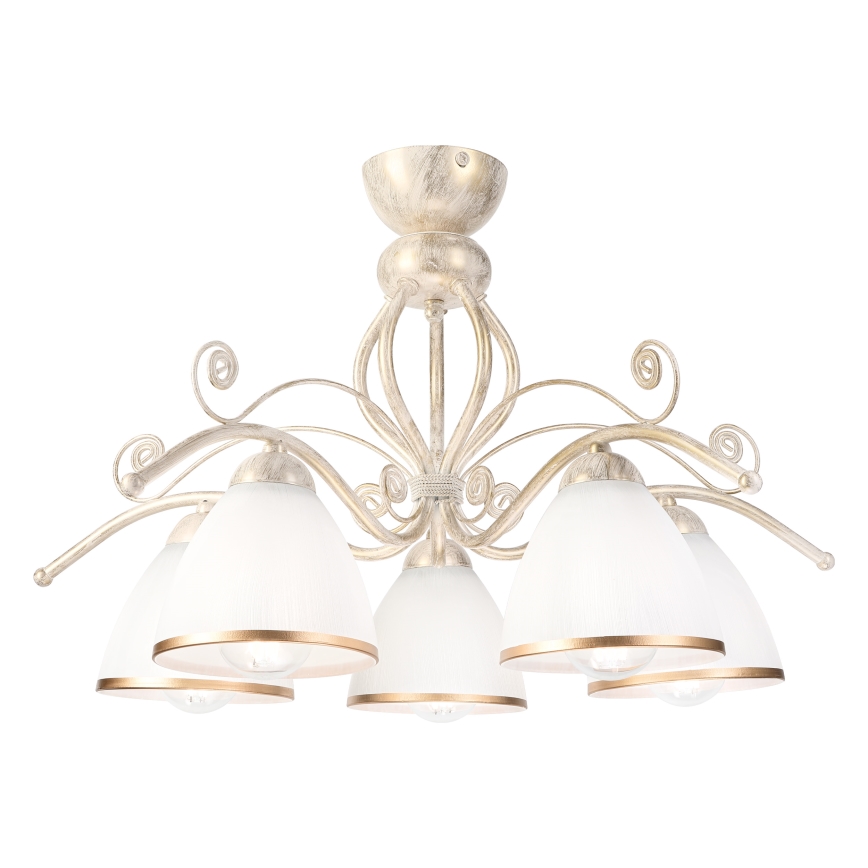 Brilagi - LED pinnapealne lühter ANTICO 5xE27/60W/230V 3000K valge patina