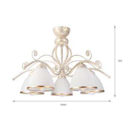 Brilagi - LED pinnapealne lühter ANTICO 5xE27/60W/230V 3000K valge patina