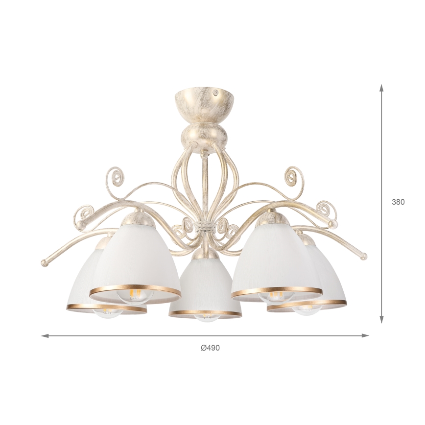 Brilagi - LED pinnapealne lühter ANTICO 5xE27/60W/230V 3000K valge patina