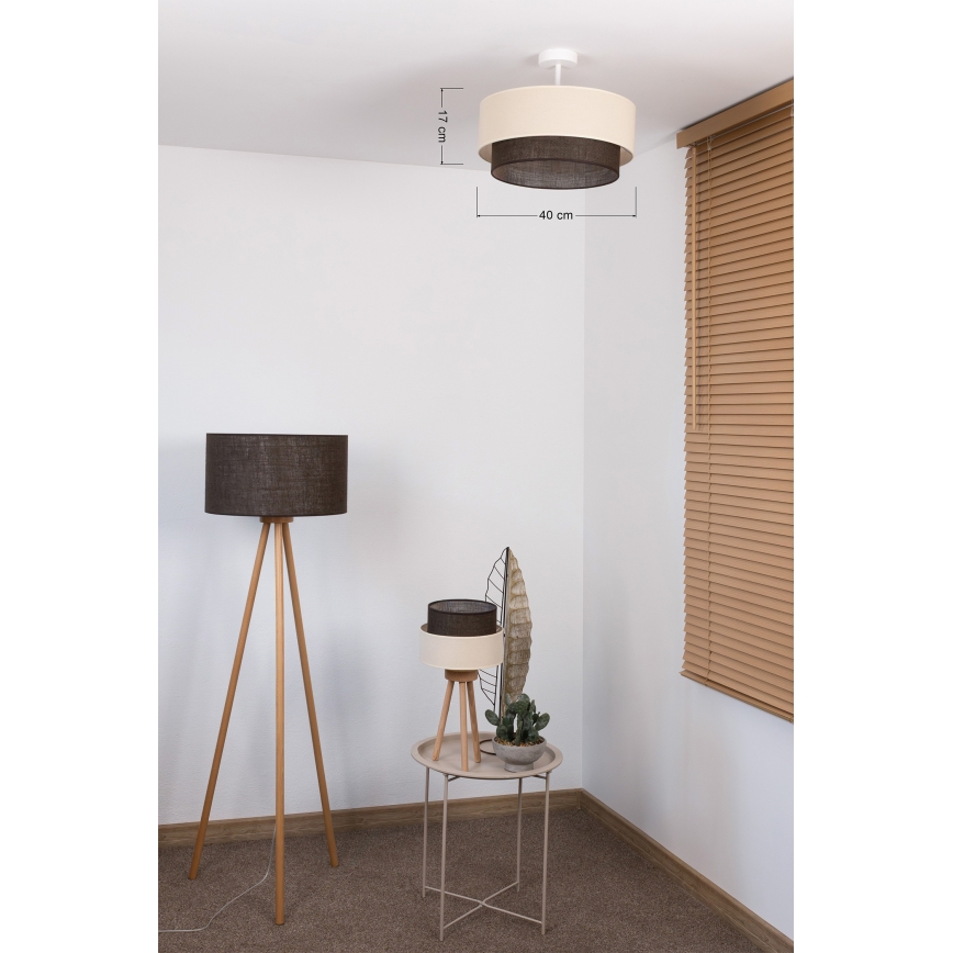 Brilagi - LED pinnapealne lühter BOHO-stiil 1xE27/15W/230V, läbimõõt 40 cm, kreemjas/pruun