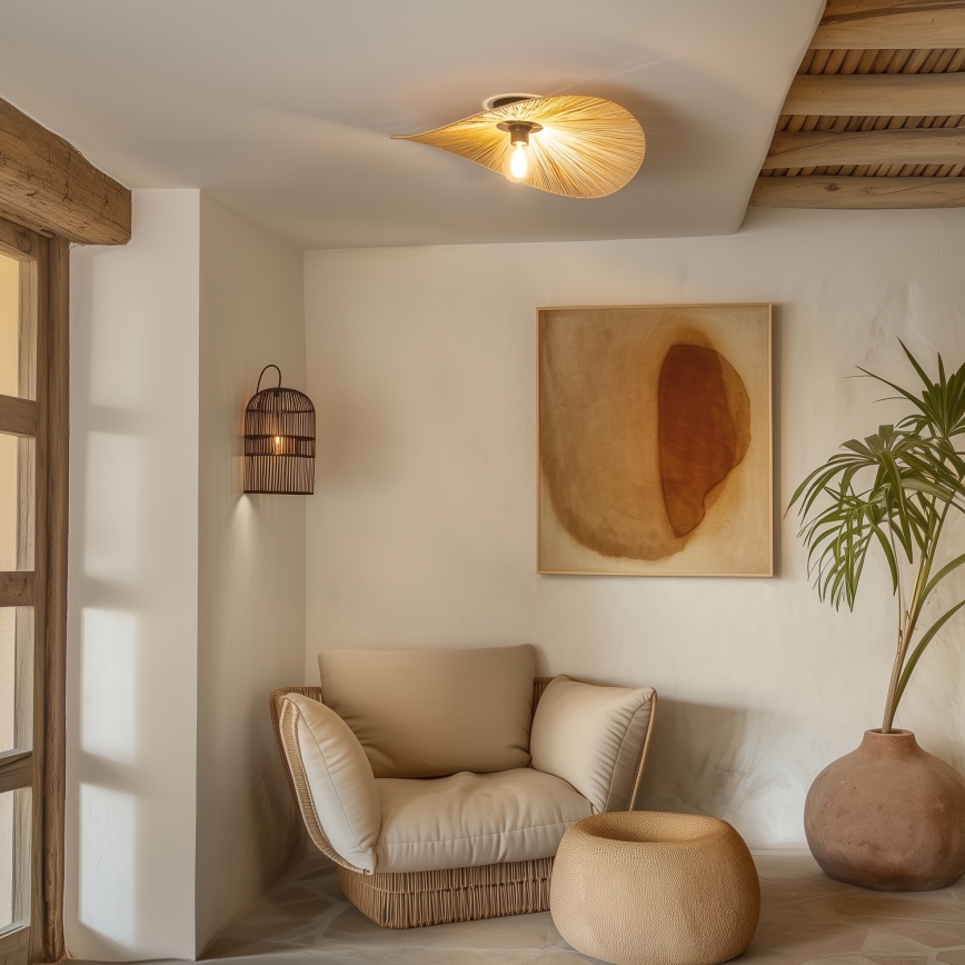 Brilagi - LED pinnapealne lühter CERIA BOHO 1xE27/40W/230V, läbimõõt 60 cm, raffia