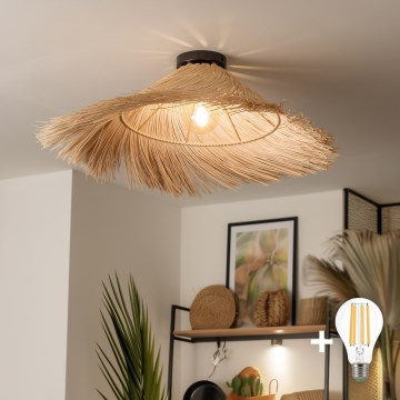 Brilagi - LED-pinnapealne lühter CERIA BOHO 1xE27/40W/230V läbimõõt 70 cm rotangist