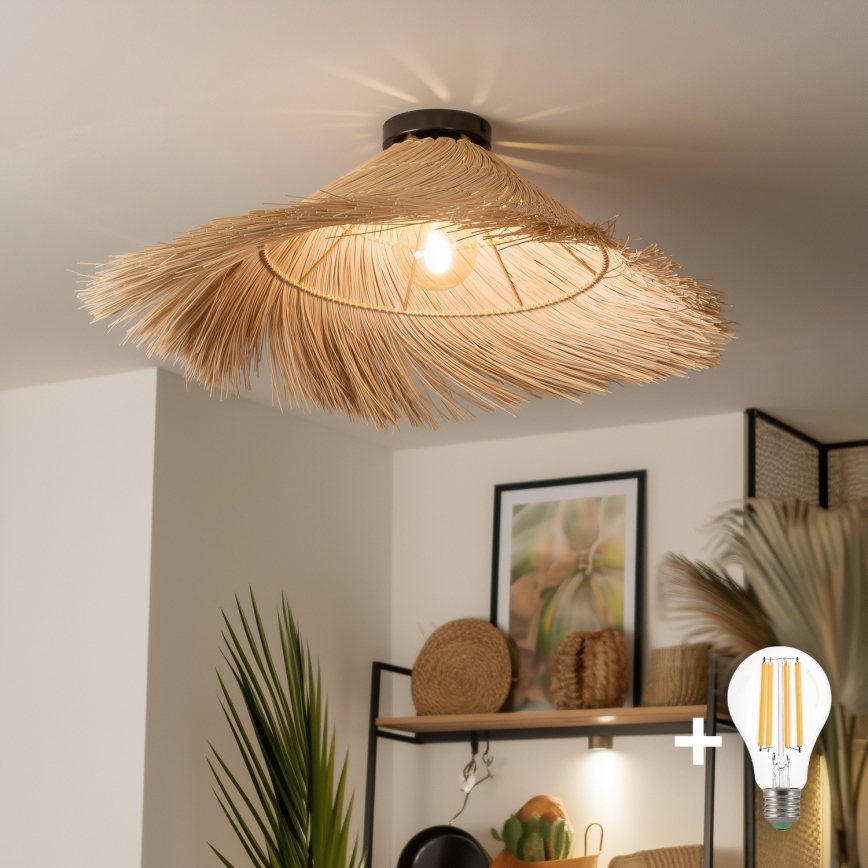 Brilagi - LED-pinnapealne lühter CERIA BOHO 1xE27/40W/230V läbimõõt 70 cm rotangist