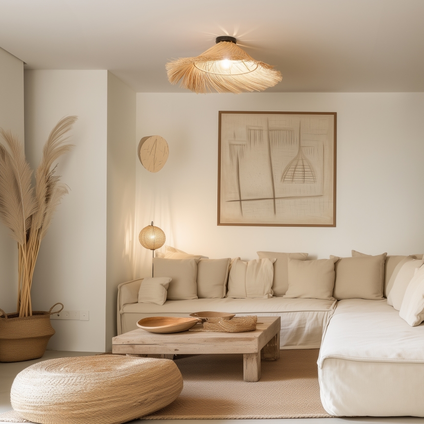 Brilagi - LED-pinnapealne lühter CERIA BOHO 1xE27/40W/230V läbimõõt 70 cm rotangist