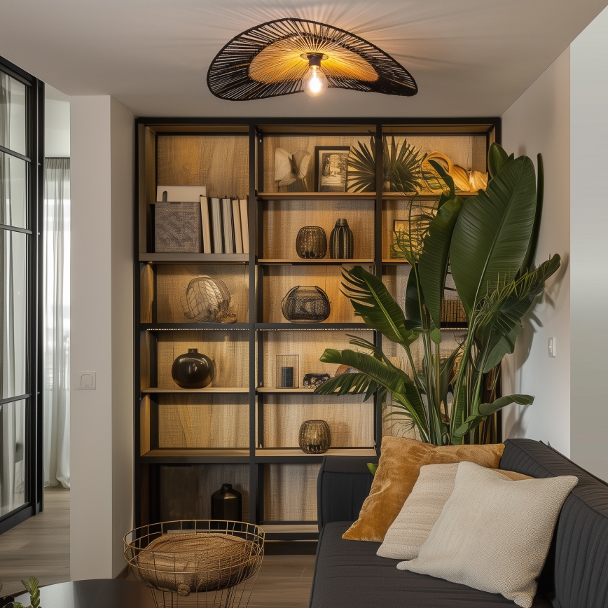 Brilagi - LED-pinnapealne lühter CERIA BOHO, 1xE27/40W/230V, läbimõõt 80 cm, must/pruun