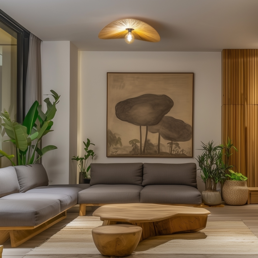 Brilagi - LED-pinnapealne lühter CERIA BOHO 1xE27/40W/230V läbimõõt 80 cm rafia