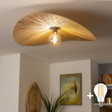 Brilagi - LED-pinnapealne lühter CERIA BOHO 1xE27/40W/230V, läbimõõt 80 cm, rafia/tamm