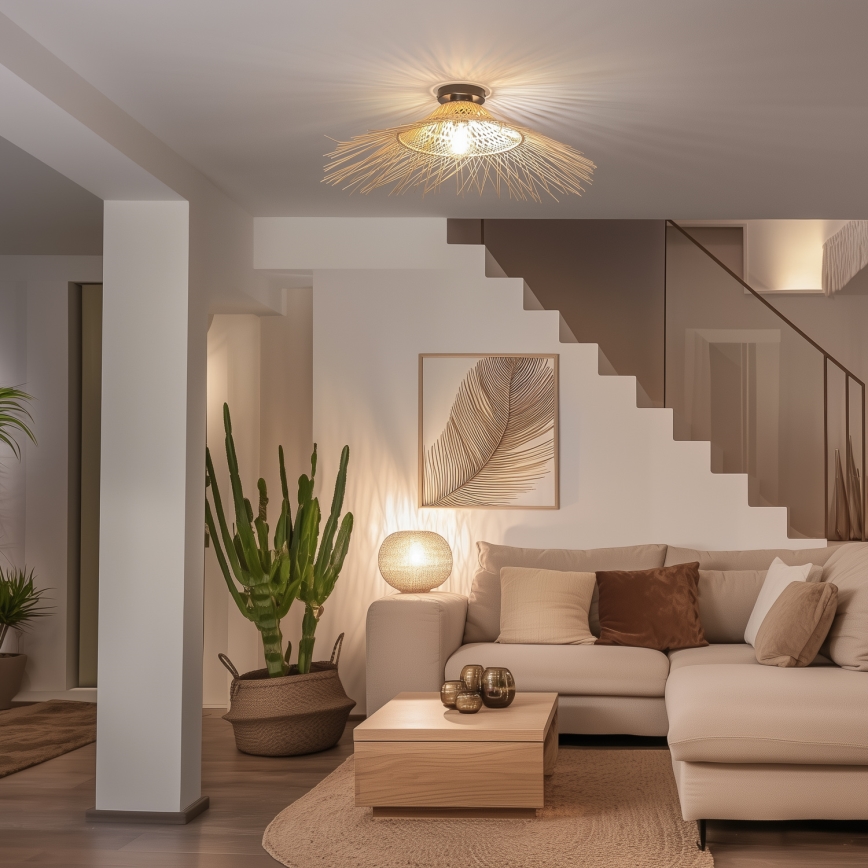 Brilagi - LED-pinnapealne lühter CERIA BOHO 1xE27/40W/230V Ø 100 cm, bambusest