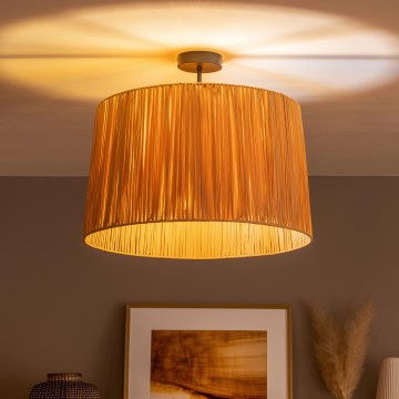 Brilagi - LED pinnapealne lühter CERIA BOHO 1xE27/60W/230V läbimõõt 50 cm must/rafia