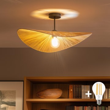 Brilagi - LED pinnapealne lühter CERIA BOHO 1xE27/60W/230V läbimõõt 60 cm must/beež