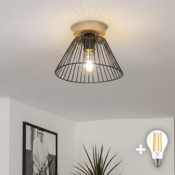 Brilagi - LED-pinnapealne lühter CERIA WIRE 1xE27/40W/230V läbimõõt 30 cm must/tamm