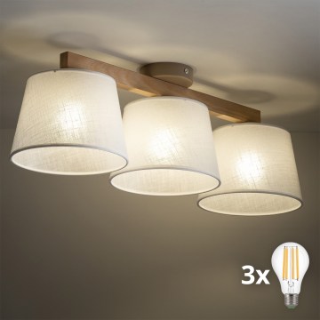 BRILAGI - LED pinnapealne lühter LATTE SABIA 3xE27/15W/230V männipuit/valge