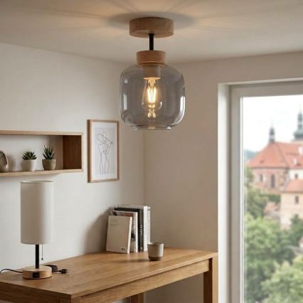 BRILAGI - LED pinnapealne laelamp RETRO GLASS 1xE27/60W/230V läbimõõt 14 cm tamm/suitsuhall