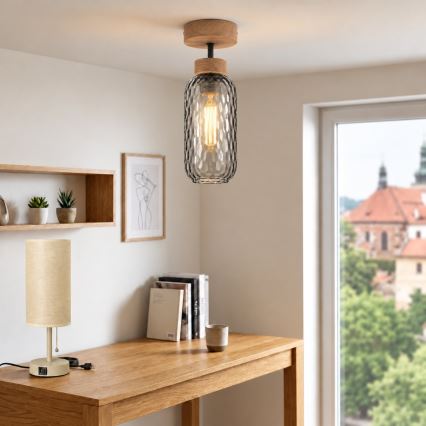 BRILAGI - LED pinnapealne lühter RETRO GLASS 1xE27/60W/230V läbimõõt 14 cm tamm/suitsuhall