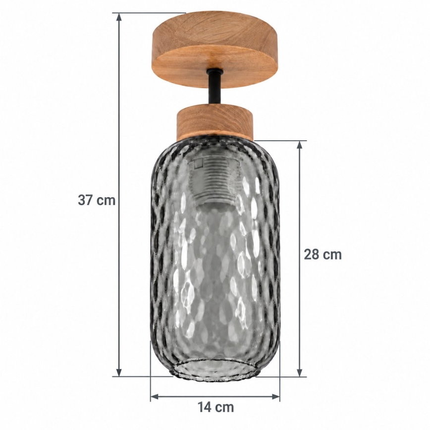 BRILAGI - LED pinnapealne lühter RETRO GLASS 1xE27/60W/230V läbimõõt 14 cm tamm/suitsuhall