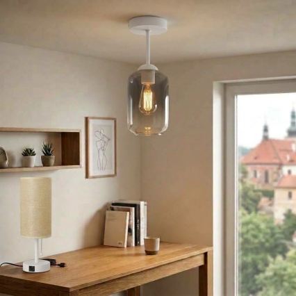BRILAGI - LED pinnapealne lühter RETRO GLASS 1xE27/60W/230V läbimõõt 14 cm valge/suitsuhall