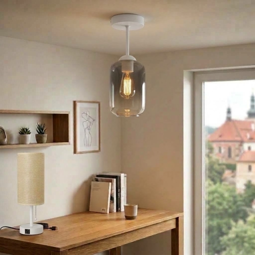 BRILAGI - LED pinnapealne lühter RETRO GLASS 1xE27/60W/230V läbimõõt 14 cm valge/suitsuhall