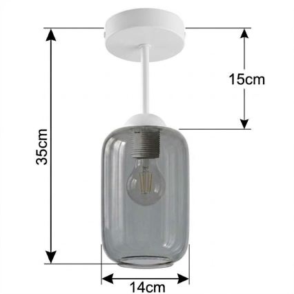 BRILAGI - LED pinnapealne lühter RETRO GLASS 1xE27/60W/230V läbimõõt 14 cm valge/suitsuhall