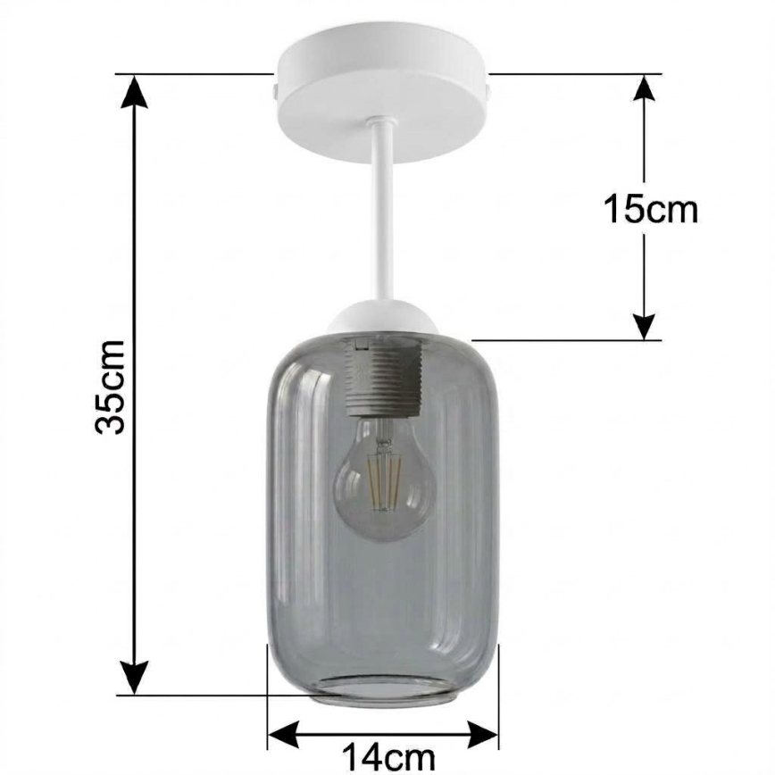 BRILAGI - LED pinnapealne lühter RETRO GLASS 1xE27/60W/230V läbimõõt 14 cm valge/suitsuhall