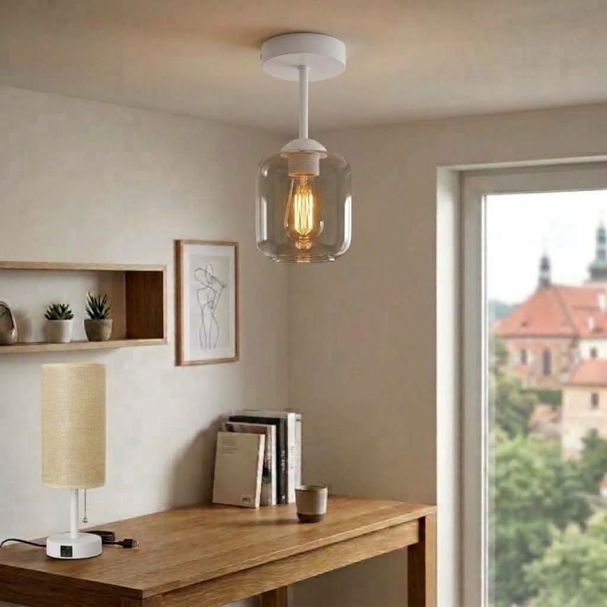 BRILAGI - LED pinnapealne lühter RETRO GLASS 1xE27/60W/230V läbimõõt 14 cm valge/suitsuhall