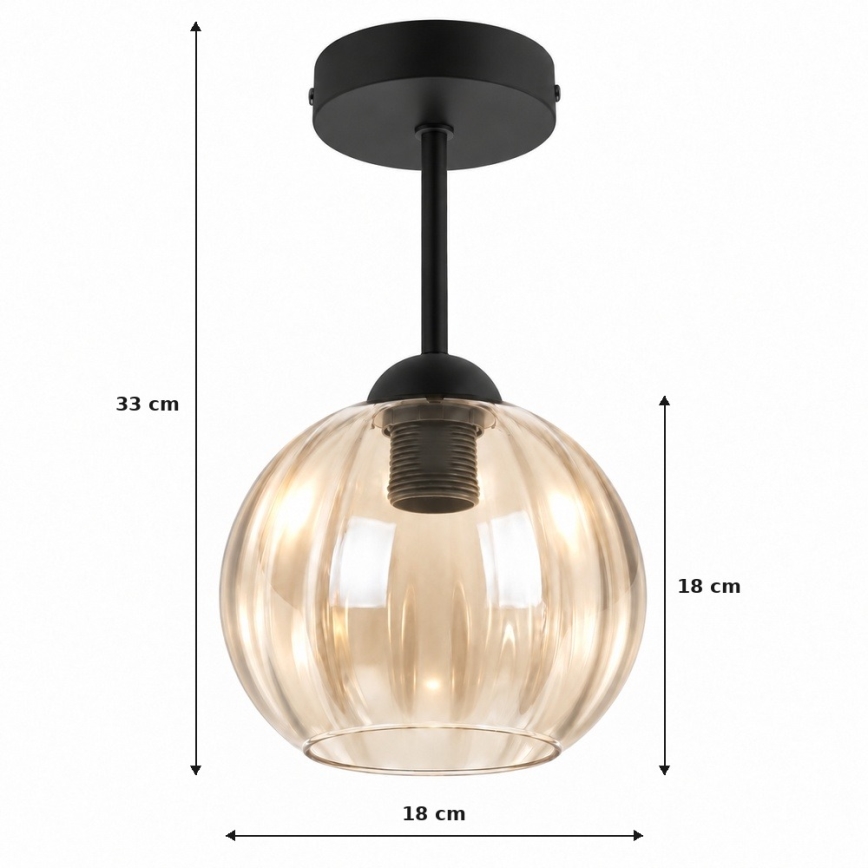 BRILAGI - LED pinnapealne lühter RETRO GLASS 1xE27/60W/230V läbimõõt 18 cm must/suitsune beež