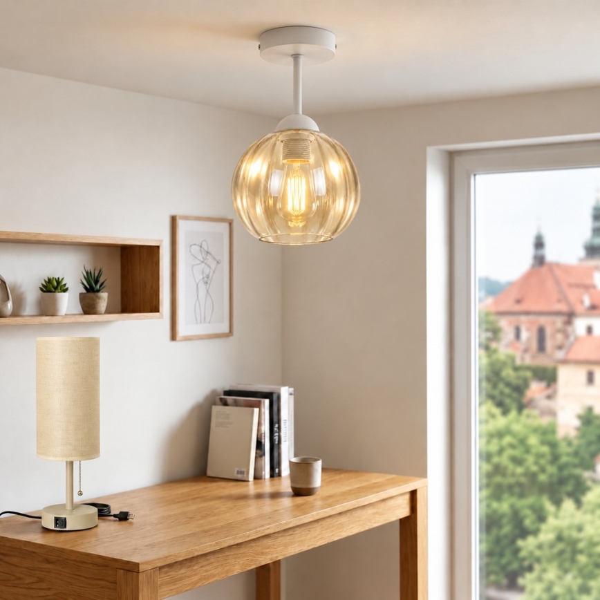 BRILAGI - LED pinnapealne lühter RETRO GLASS 1xE27/60W/230V Ø 18 cm valge/suitsune beež