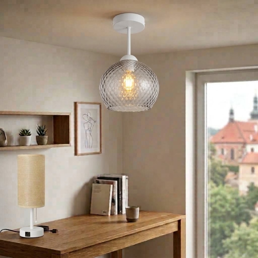 BRILAGI - LED pinnapealne lühter RETRO GLASS 1xE27/60W/230V Ø 18 cm valge/suitsuhall