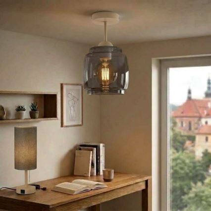 BRILAGI - LED-pinnapealne lühter RETRO GLASS 1xE27/60W/230V Ø 26 cm beež/suitsuhall