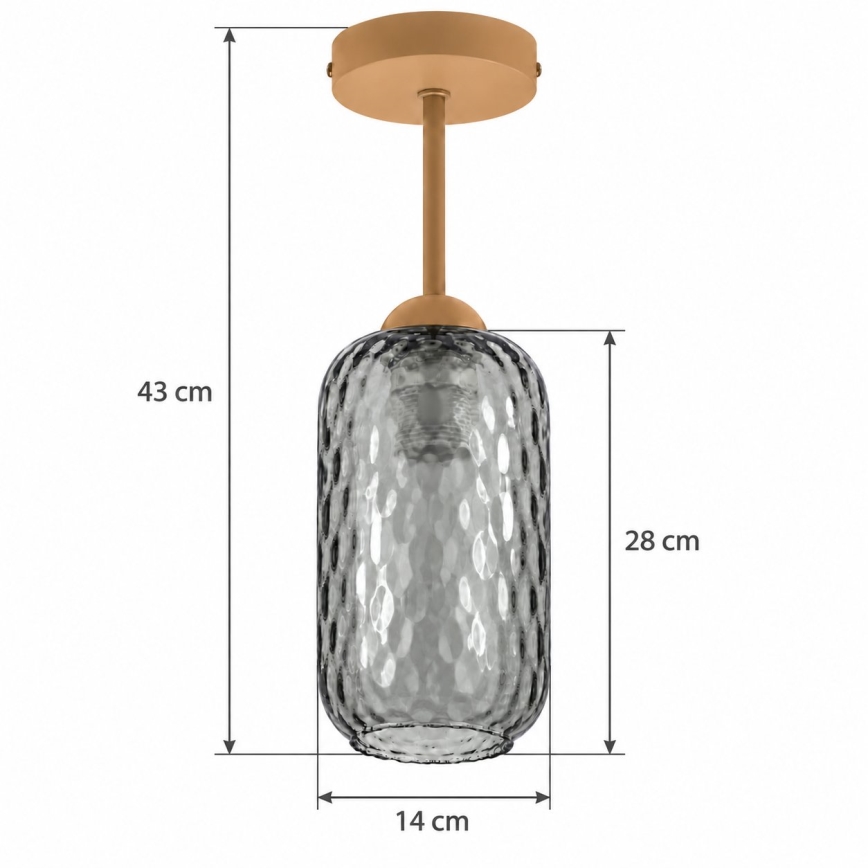 BRILAGI - LED pinnapealne lühter RETRO GLASS 1xE27/60W/230V läbimõõt 14 cm beež/suitsuhall