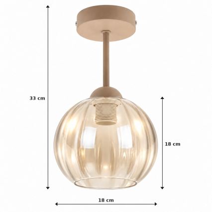 BRILAGI - LED pinnapealne lühter RETRO GLASS 1xE27/60W/230V läbimõõt 18 cm beež/suitsune beež