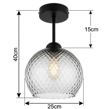BRILAGI - LED pinnapealne laelamp RETRO GLASS 1xE27/60W/230V läbimõõt 25 cm must/suitsuhall