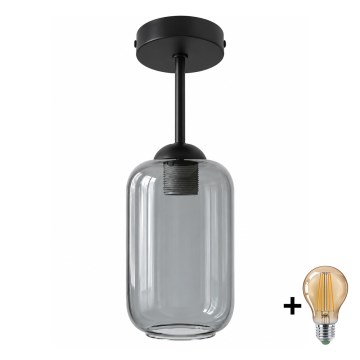 BRILAGI - LED Pinnapealne lühter RETRO GLASS 1xE27/60W/230V läbimõõt 14 cm must/suitsuhall