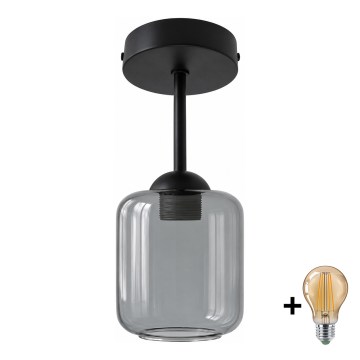 BRILAGI - LED pinnapealne lühter RETRO GLASS 1xE27/60W/230V läbimõõt 14 cm must/suitsuhall