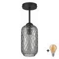 BRILAGI - LED pinnapealne lühter RETRO GLASS 1xE27/60W/230V läbimõõt 14 cm must/suitsuhall