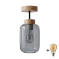 BRILAGI - LED pinnapealne lühter RETRO GLASS 1xE27/60W/230V läbimõõt 14 cm tamm/suitsuhall