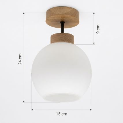BRILAGI - LED Pinnapealne lühter RETRO GLASS 1xE27/60W/230V läbimõõt 15 cm tamm/valge