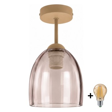 BRILAGI - LED-pinnapealne lühter RETRO GLASS 1xE27/60W/230V, läbimõõt 17 cm, beež/suitsune beež