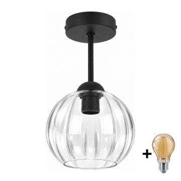 BRILAGI - LED pinnapealne lühter RETRO GLASS 1xE27/60W/230V läbimõõt 18 cm must/läbipaistev