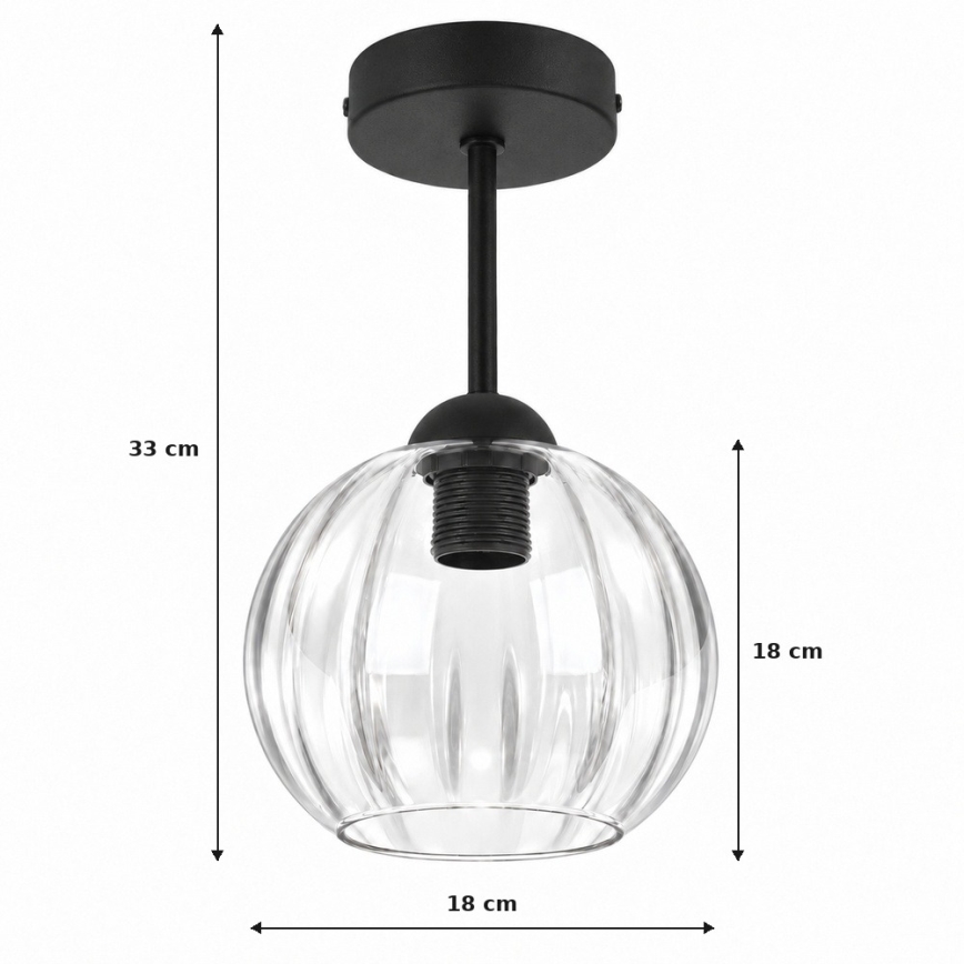 BRILAGI - LED pinnapealne lühter RETRO GLASS 1xE27/60W/230V läbimõõt 18 cm must/läbipaistev