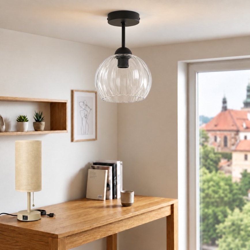 BRILAGI - LED Pinnapealne lühter RETRO GLASS 1xE27/60W/230V läbimõõt 25 cm must/läbipaistev