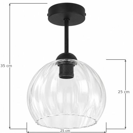 BRILAGI - LED Pinnapealne lühter RETRO GLASS 1xE27/60W/230V läbimõõt 25 cm must/läbipaistev