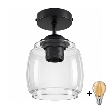 BRILAGI - LED Pinnapealne lühter RETRO GLASS 1xE27/60W/230V läbimõõt 26 cm must/suitsuhall
