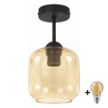 BRILAGI - LED pinnapealne lühter RETRO GLASS 1xE27/60W/230V Ø 14 cm must/suitsune beež