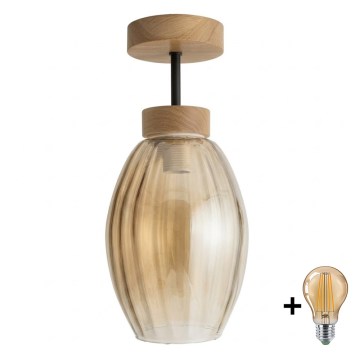 BRILAGI - LED pinnapealne lühter RETRO GLASS 1xE27/60W/230V Ø 17 cm tamm/suitsune beež