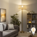 BRILAGI - LED-põrandalamp CERIA 1xE27/20W/230V läbimõõt 25 cm bambus/kuldne