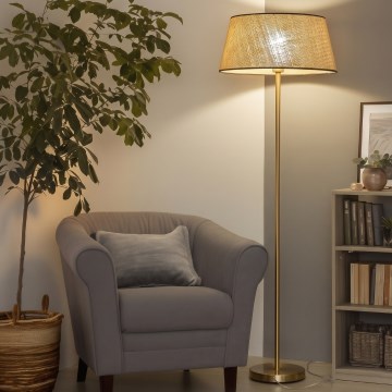 Brilagi - LED-põrandalamp CERIA 1xE27/20W/230V läbimõõt 50 cm beež/kuldne