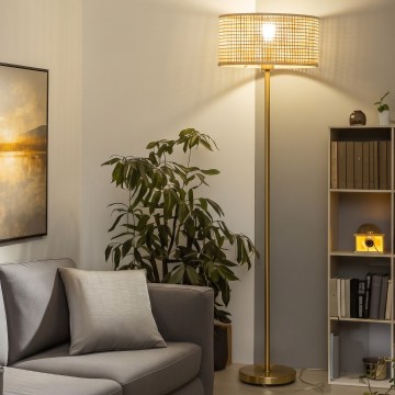 Brilagi - LED põrandalamp CERIA 1xE27/20W/230V Ø 40 cm bambus/kuldne