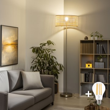 Brilagi - LED-põrandalamp CERIA 1xE27/40W/230V, läbimõõt 25 cm, bambus/mattkroom